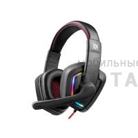 Игровая гарнитура DEFENDER Quake LED, провод 2м, LED, черный(1/20)