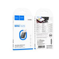Переходник Type-C(f) - USB(m) HOCO UA36C, USB2.0,  черный, прозрачный